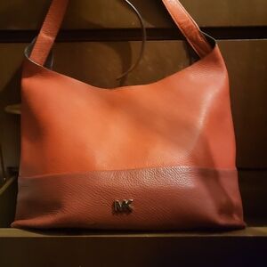 Michael Kors Two-Tone Red And Dark Red Leather Hobo Bag.NICE!!!